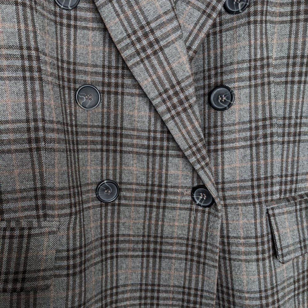Free People Gray Tone Plaid Ashby Blazer Long Sleeve Double Breasted Size S - Picture 4 of 9